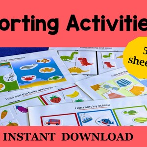 Toddler Sorting Activity,  Toddler Busy Book Printable, Preschool Learning Binder, File Folder Game Homeschool Learning, Montessori Book