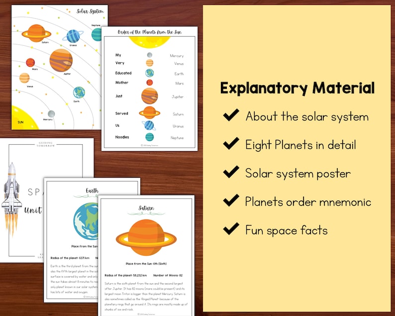 Solar System Science Unit Study, Space and Planets, Homeschool Learning Curriculum for Preschool, Kindergarten, First and Second Grade image 2