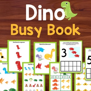 Libro occupato sui dinosauri, Libro occupato per bambini stampabile, Raccoglitore di attività per il tempo tranquillo, Cartella di apprendimento homeschool, Per i più piccoli, Scuola dell'infanzia e PreK