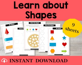 Preschool Worksheets Shapes, Tracing Worksheet, Math worksheets, Pre-K worksheets, Kids Kindergaten Worksheets, Preschool writing Worksheet