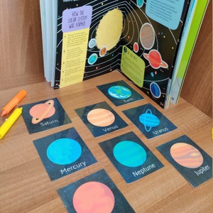 Solar System Flash Cards, Planet Flashcards, Science flashcards for Toddler, Preschool and PreK, Space Printable Flashcards Kindergarten image 5