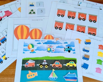 Things that Go Transport Busy Book, Printable Toddler Busy Book, Toddler Learning Binder Download, Preschool Activity, Busy Book 3 year old