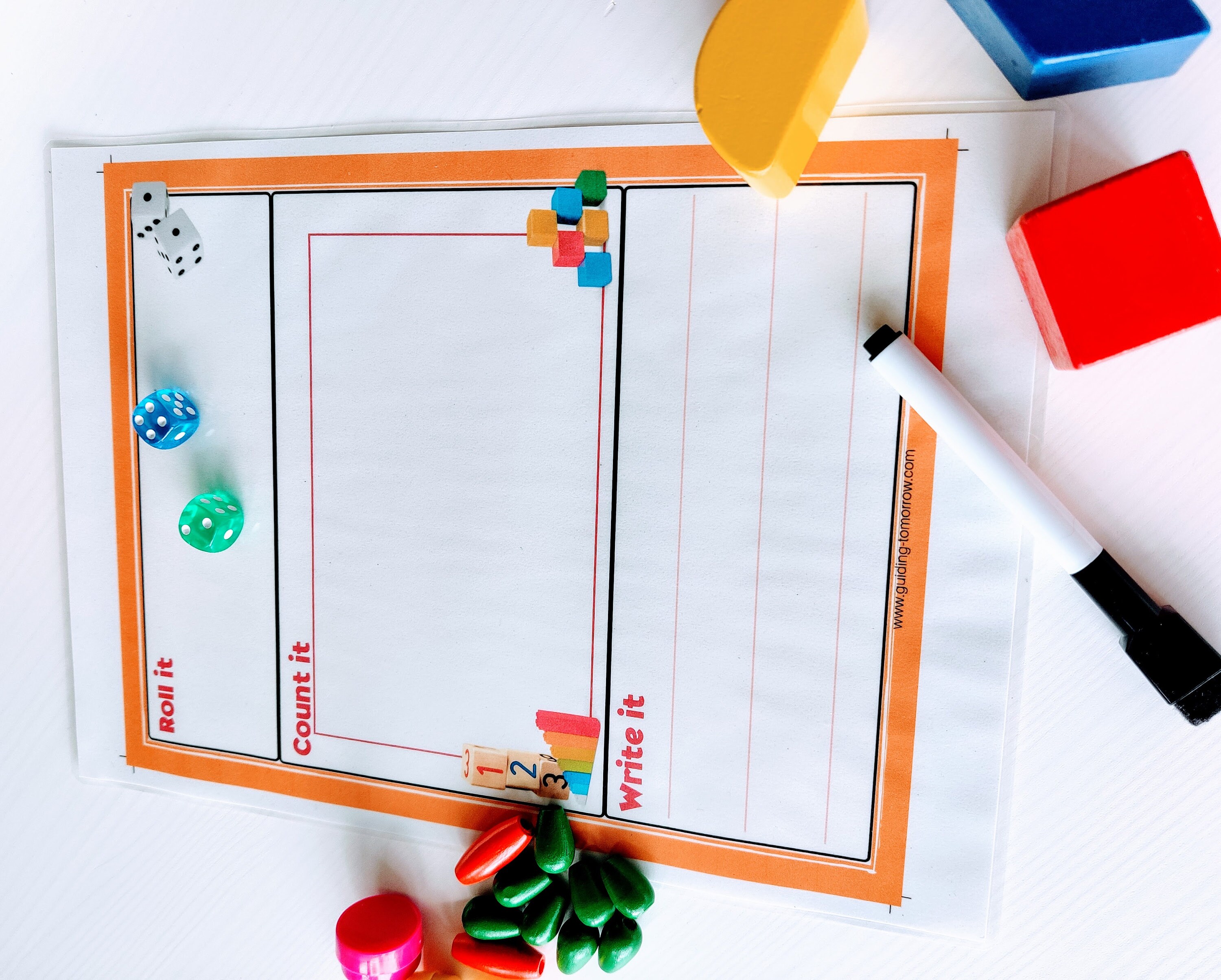 Counting Dice Game Printable, Math Activity, Homeschool Worksheet ...