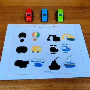 Shadow Matching Busy Book Page, Toddler Learning Binder, PreK Busy Book, Activity Worksheets, Preschool worksheets, File folder games