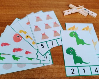Dinosaur Playdoh Number Mats, Count and Clip Cards, Toddler Quiet Activity, Playdough Activity Ten Frame Mats, Homeschool Learning