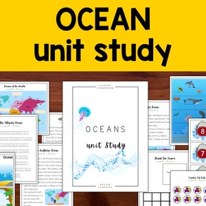 Studio unitario Oceans of the World, poster sulle zone oceaniche, programma di apprendimento domiciliare per scuola materna, scuola materna, prima e seconda elementare