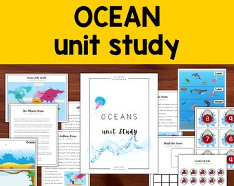 Oceans of the world Unit Study, Ocean zones poster, Homeschool Learning Curriculum for Preschool, Kindergarten, First and Second Grade