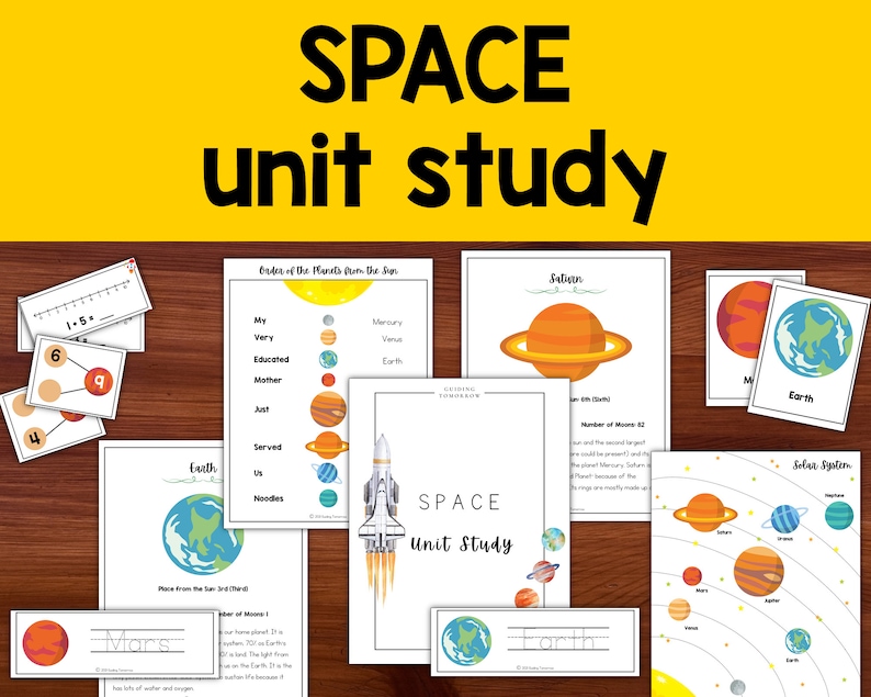 Solar System Science Unit Study, Space and Planets, Homeschool Learning Curriculum for Preschool, Kindergarten, First and Second Grade image 1