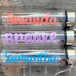 Custom Water Bottle – Personalized Clear Water Bottle with Name – Reusable Bottle – Bridesmaid Gift – Gym Bottle – Aesthetic Hydration Gift