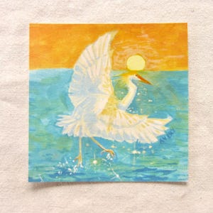Dipinto a guazzo "Airone bianco maggiore" Stampa artistica Giclée / Dipinto di uccelli della Florida / Stampa artistica di airone bianco maggiore / Opera d'arte della Florida costiera
