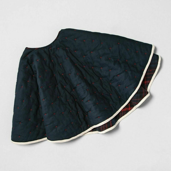 Hearth & Hand™ with Magnolia Embroidered Christmas Tree Skirt 52" Green Red Plaid Reversible (Please read description)