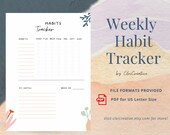 Weekly Habit Tracker PDF Printable | Floral + Plain 2 versions | Elegant and Simple