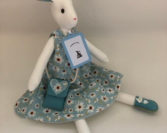 Dark doll Fabric doll Baby room d\u00e9cor Girls birthday gift Rabbit plush Rabbit doll Unique doll Textile art doll Handmade bunny