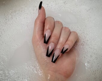 images V Tip Nail Design Black v tip nails etsy