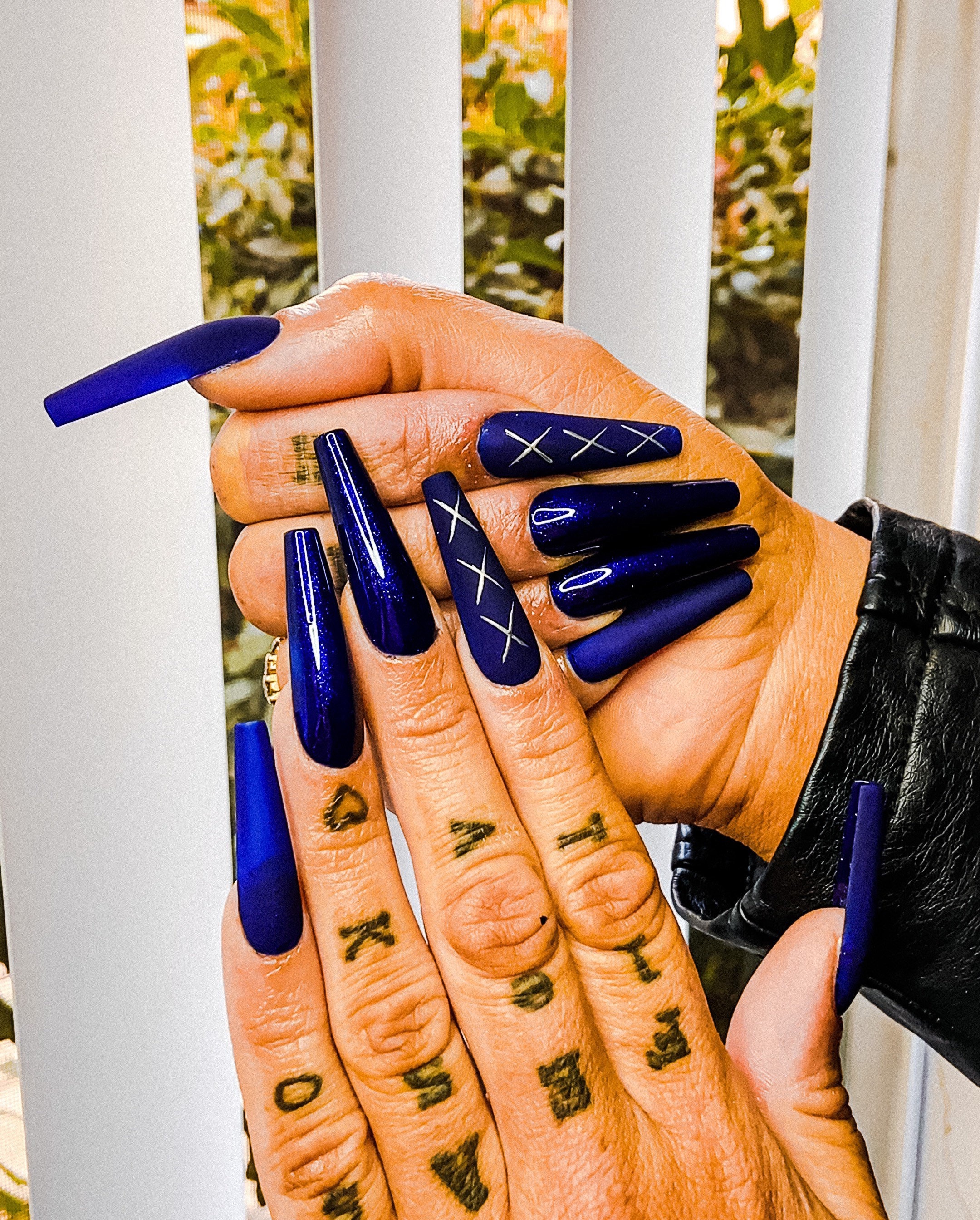 Midnight Blue Nails . Blue Press on Nails. Coffin Nails. - Etsy Israel