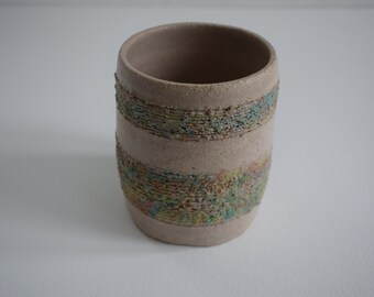 Basketpocket-pocket fabric and faux leather pot midnight blue with citrus motifs reversible model