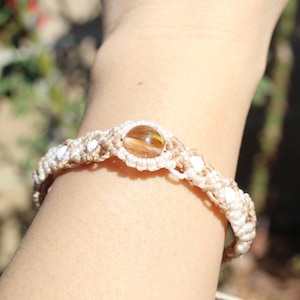 Macrame Adjustable Bracelet with Fire Agate, White Lava Beads, Free Gift Wrapping