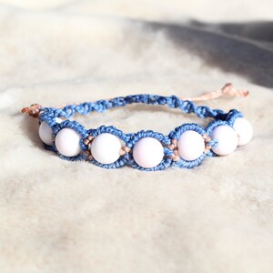 Macrame Adjustable Bracelet with Mountain Jade Beads, Free Gift Wrapping