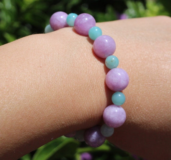 Natural Stone Dyed Kunzite Amazonite Garnet Bead Bracelet Charm Gift 8mm 10mm Natural Stone Dyed Kunzite Amazonite Garnet Bead Bracelet Charm Gift 8mm 10mm