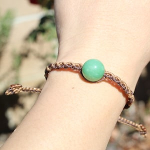 Macrame Adjustable Bracelet with Jade Beads, Free Gift Wrapping