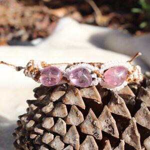 Macrame Adjustable Bracelet with Purple Lilac Pink Color Glass Beads, Free Gift Wrapping