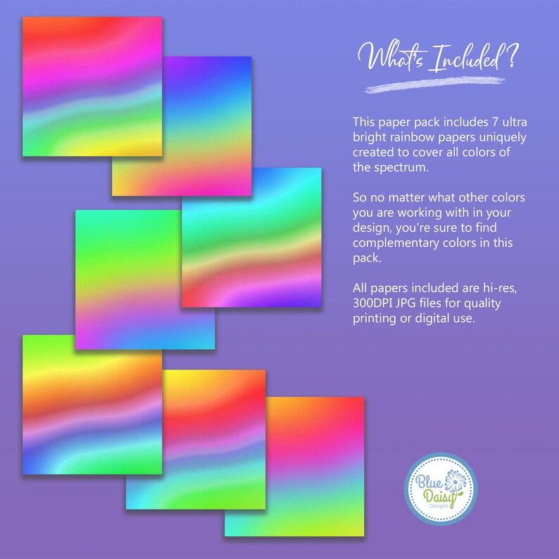 Bright Rainbow Digital Paper Pack, Rainbow Digital Paper, Rainbow ...