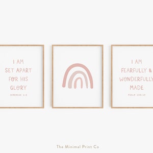 Nursery Bible Verse, Girl Nursery Scripture Wall Art, Pink Christian Nursery Decor, Christian Kids Wall Art, Set of 3 Nursery Printables