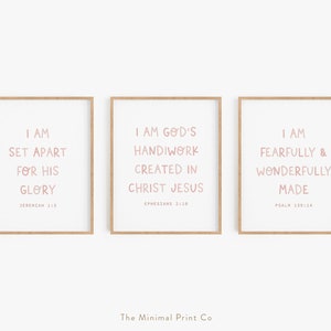 Nursery Bible Verse, Girl Nursery Scripture Wall Art, Pink Christian Nursery Decor, Christian Kids Wall Art, Set of 3 Nursery Printables