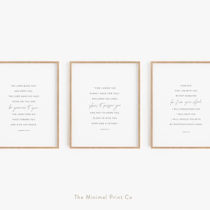 Set of 3, Bible Verse Wall Art, Christian Wall Art, Modern Christian Print, Scripture Wall Art, Minimalist Christian Wall Decor