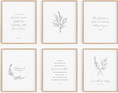 Bundle of 6, Scripture Wall Art, Minimalist Christmas Decor, Botanical Christian Wall Art, Aesthetic Bible Verse Print