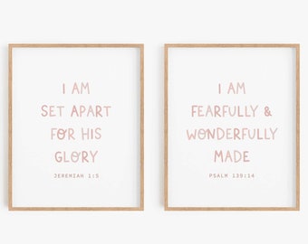Nursery Bible Verse, Girl Nursery Scripture Wall Art, Pink Christian Nursery Decor, Christian Kids Wall Art, Ensemble de 2 Nursery Printables