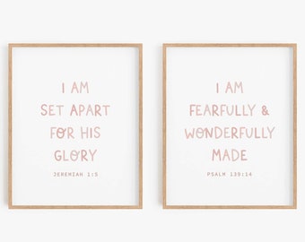 Nursery Bible Verse, Girl Nursery Scripture Wall Art, Pink Christian Nursery Decor, Christian Kids Wall Art, Set of 2 Nursery Printables