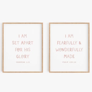 Nursery Bible Verse, Girl Nursery Scripture Wall Art, Pink Christian Nursery Decor, Christian Kids Wall Art, Set of 2 Nursery Printables