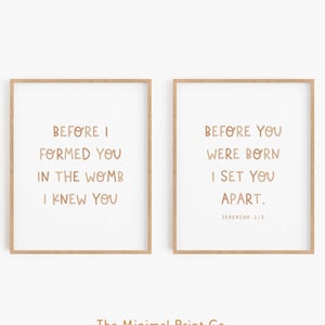 Jeremiah 1:5, Nursery Bible Verse, Nursery Scripture Wall Art, Boho Christian Nursery Decor, Gender Neutral Nursery, Set of 2 Printables