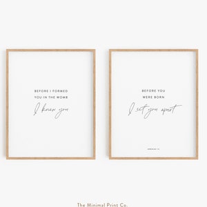 Set of 2 Nursery Wall Art, Jeremiah 1:5, Nursery Bible Verse Wall Art, Nursery Scripture, Christian Nursery Decor, Baby Room Wall Art
