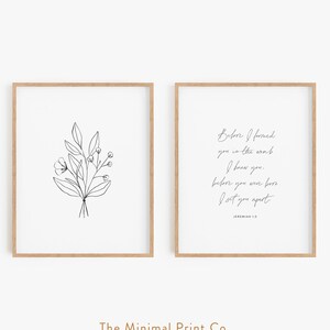 Before I Formed You in the Womb, Jeremiah 1:5, Nursery Bible Verse, Nursery Scripture Wall Art, Baby Shower Gift, Nursery Decor, Set of 2