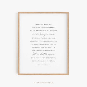 2 Corinthians 4:16-18, Modern Christian Wall Art, Scripture Wall Art, Christian Gift, Bible Verse Print, Baptism Gift, Scripture Printable