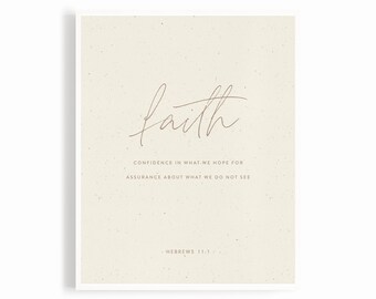 Hebrews 11:1, Faith Bible Verse Print, Boho Christian Wall Art, Minimal Bible Verse Printable, Modern Christian Print, Scripture Wall Art
