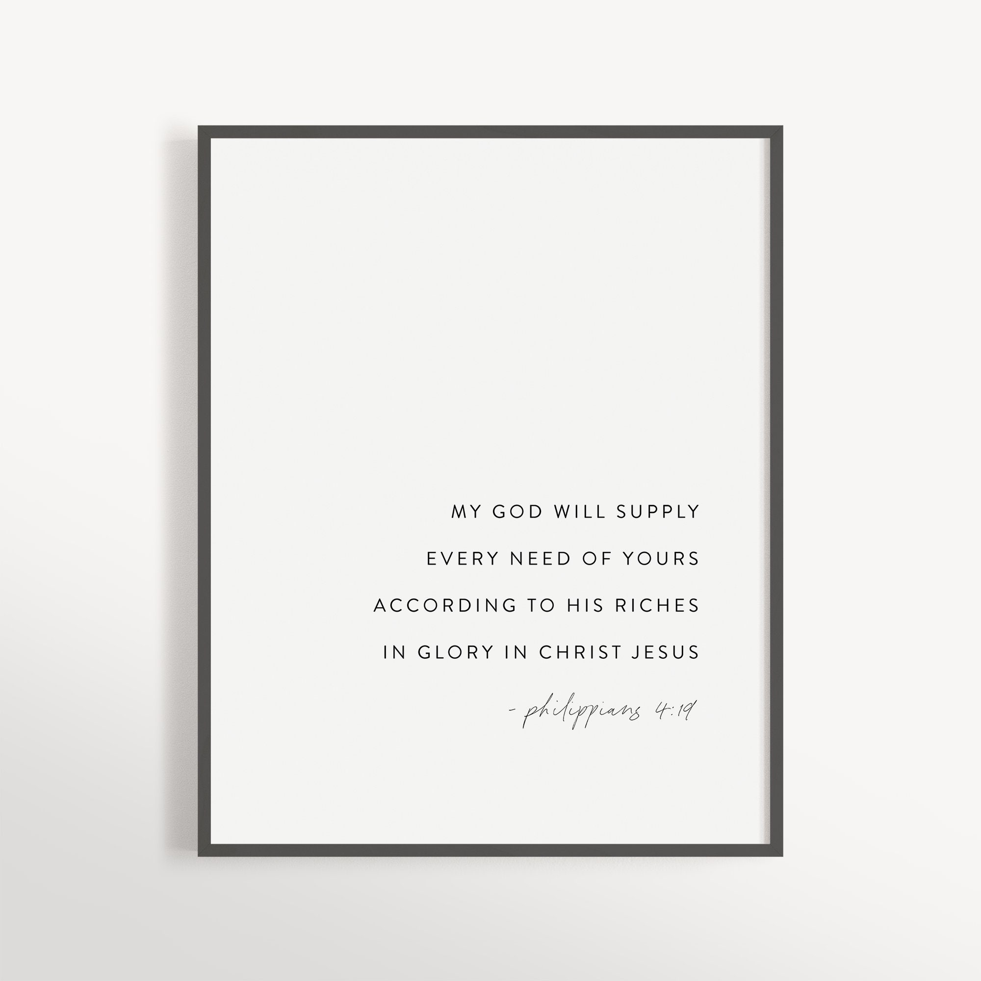 Philippians 4:19 Printable Wall Art Modern Christian Minimal | Etsy