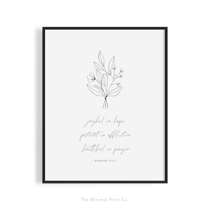 Romans 12:12, Joyful in Hope, Bible Verse Wall Art, Boho Christian Decor, Scripture Wall Art, Aesthetic Bible Verse Printable