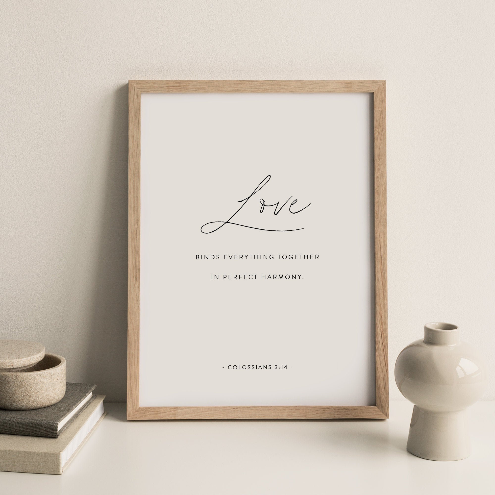 Wear Love Everywhere You Go. Bible Verse Print. Printable Bible Verse.  Colossians 3:14. Scripture Print. Bible Quotes Prints. Bedroom Decor.
