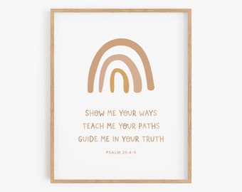 Salmo 25, Vivero Biblia Verso, Boho Christian Nursery Decor, Nursery Scripture Wall Art, Christian Kids Room Printables