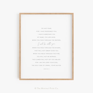 Isaiah 43:1-3, Do Not Fear For I Have Redeemed You, Encouraging Bible Verse Printable, Baptism Gift, Christian Print, Inspiring Bible Quote