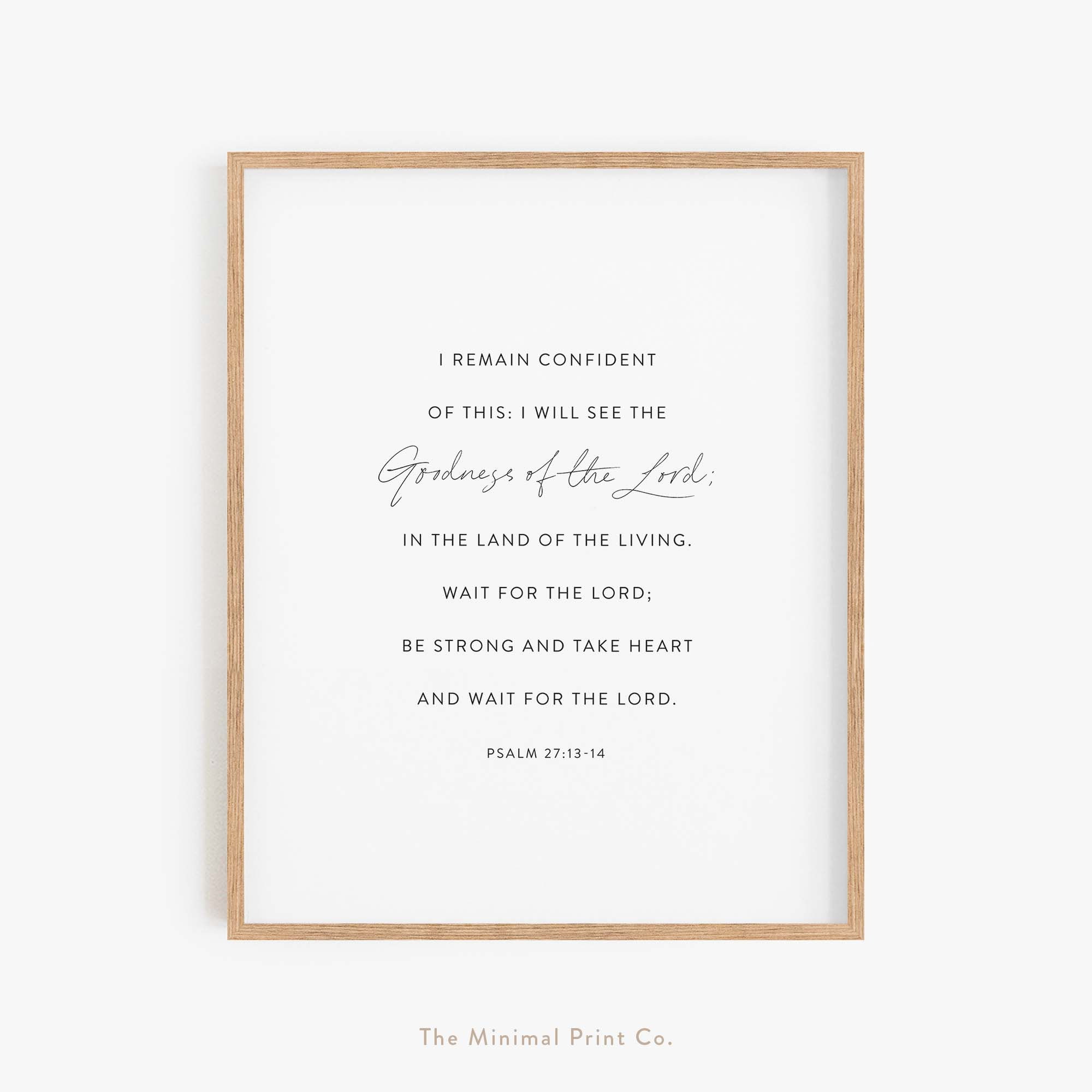 Psalm 27:13-14, Modern Christian Wall Art, Scripture Wall Art, Christian Gift, Bible Verse Print, Christian Decor, Scripture Printable