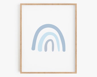 Blue Rainbow, Blue Nursery Wall Art, Boho Rainbow Wall Art, Blue Nursery Decor, Baby Boy Nursery Wall Art, Blue Rainbow Printable