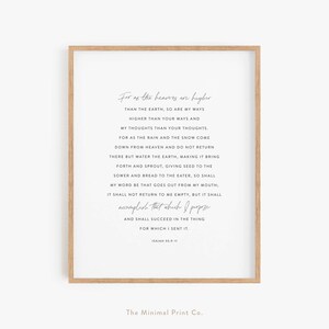 Isaiah 55:9-11, Modern Christian Wall Art, Scripture Wall Art, Christian Gift, Bible Verse Print, Gift for Pastor, Scripture Printable