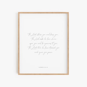 The Lord Bless You and Keep You, Scripture Wall Art, Christian Decor, Bible Verse Print, Christian Wall Art, Numbers 6:24-26, The Blessing