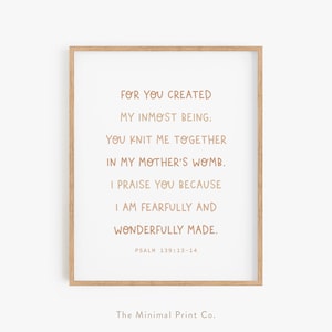 Psalm 139, Nursery Bible Verse Wall Art, Nursery Decor, Kids Scripture Wall Art, Gender Neutral Nursery Wall Art, Christian Baby Shower Gift