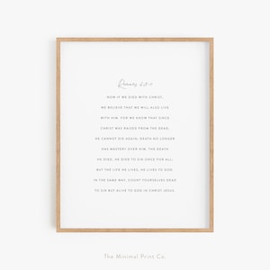 Romans 6:8-11, Easter Bible Verse Print, Good Friday Scripture, Baptism Gift, Scripture Wall Art, Lent Bible Verse, Easter Wall Art