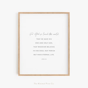 John 3:16, For God So Loved the World, Easter Bible Verse Printable, Gospel Scripture Wall Art, Modern Easter Decor, Christian Wall Art